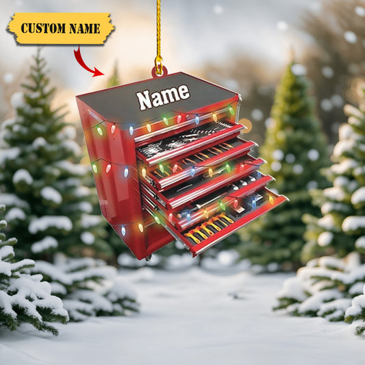 Personalized Mechanic Tool Box Christmas Ornament, Repair Tool Kit Flat Ornament Decor, Garage Ornament Automobile Repair Shop Gift, Ornament Decoration, Ornament For Gift, Ornament Christmas