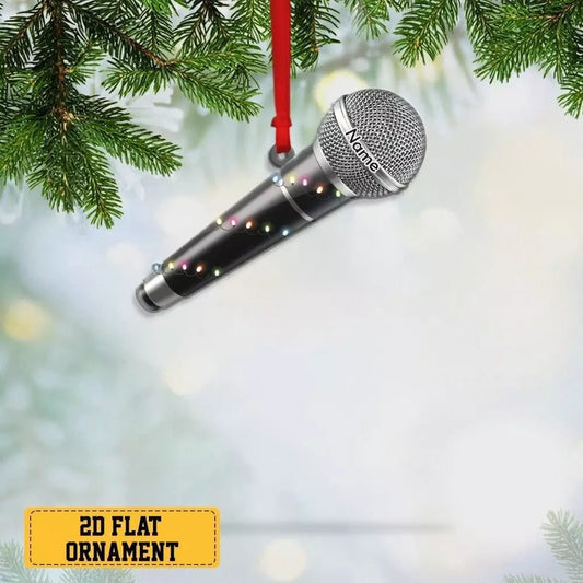 Personalized Microphone Christmas Tree Ornament Christmas Ornament Decor Micro, Ornament Decoration, Ornament For Gift, Ornament Christmas