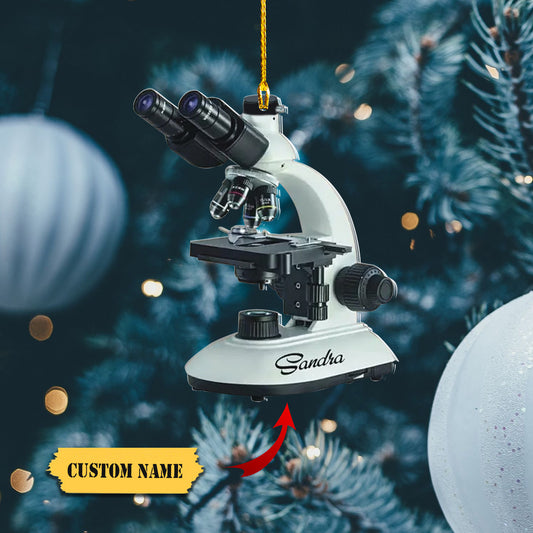 Personalized Microscope Ornament, Microscope Christmas Ornament, Medical, Ornament Decoration, Ornament For Gift, Ornament Christmas