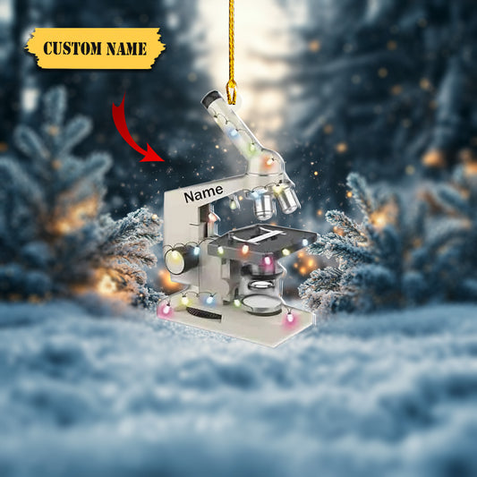 Personalized Microscope Ornament Microscope Christmas Ornament Science Ornament6546546, Ornament Decoration, Ornament For Gift, Ornament Christmas