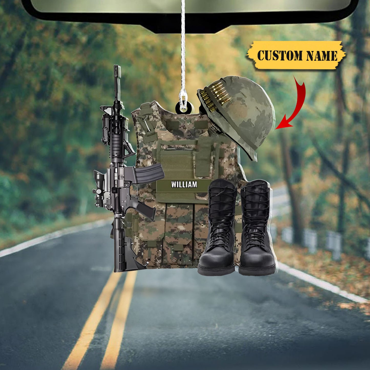 Personalized Military Uniform Car Ornament - Gift Idea For Veterans Soldier Gift, Ornament For Him, Gift For Him, Ornament Christmas