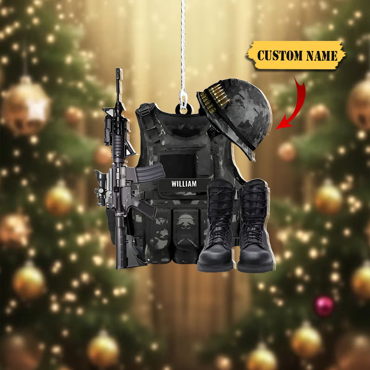 Personalized Military Uniform Car Ornament - Gift Idea For Veterans Soldier Gift, Ornament For Him, Gift For Him, Ornament Christmas