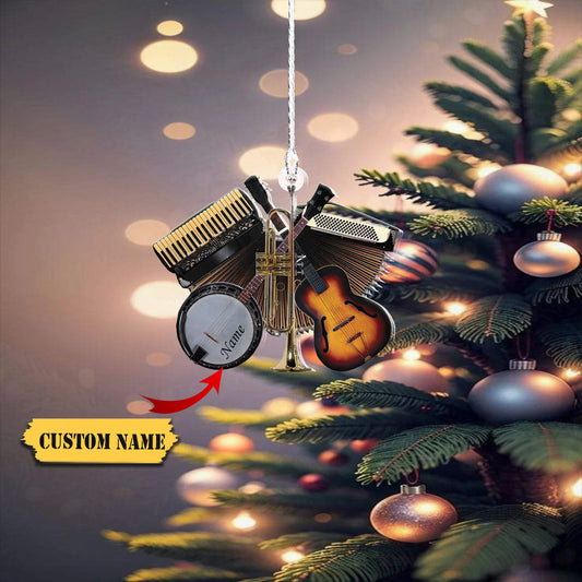Personalized Music Instruments Car Ornament, Musician Christmas Ornament Gift, Ornament Decoration, Ornament For Gift, Ornament Christmas
