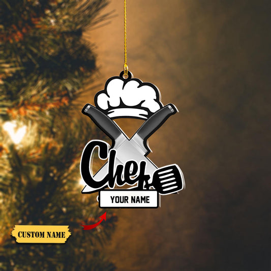 Personalized name Chef Ornaments, Custom Christmas Ornament for Chef, Ornament Decoration, Ornament For Gift, Ornament Christmas