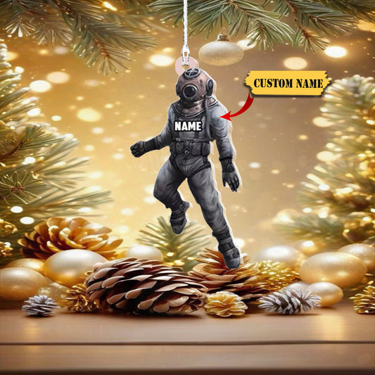 Personalized Name Scuba Diver 2D Flat Acrylic Orrnament Scuba Diving Christmas, Ornament Decoration, Ornament For Gift, Ornament Christmas