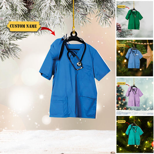 Personalized Nurse Scrub Hanging Ornament Christmas, Christmas Tree Decor, Ornament Decoration, Ornament For Gift, Ornament Christmas