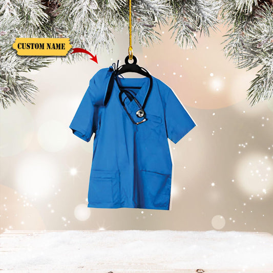 Personalized Nurse Scrub Hanging Ornament Christmas, Christmas Tree Decor, Ornament Decoration, Ornament For Gift, Ornament Christmas