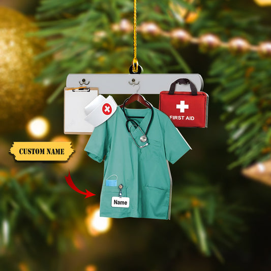 Personalized Nurse Uniform Custom Shaped Acrylic Ornament, Nurse Christmas Ornament Gift, Ornament Decoration, Ornament For Gift, Ornament Christmas