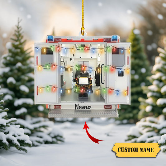 Personalized paramedics van, ambulance Christmas Ornament, Christmas decor, Medical Equipment Aid Ornament, Flat 2D, Ornament Decoration, Ornament For Gift, Ornament Christmas