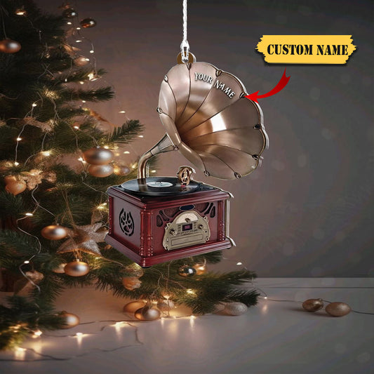 Personalized Phonograph Christmas Ornament Musical Instrument Hanging Ornament, Ornament Decoration, Ornament For Gift, Ornament Christmas