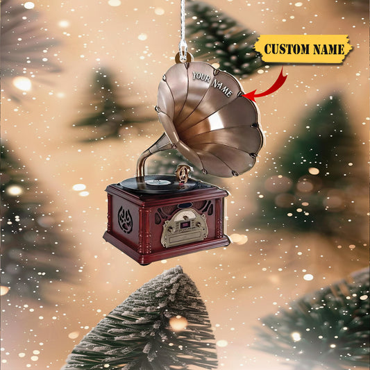 Personalized Phonograph Christmas Ornament Musical Instrument Hanging Ornament, Ornament Decoration, Ornament For Gift, Ornament Christmas