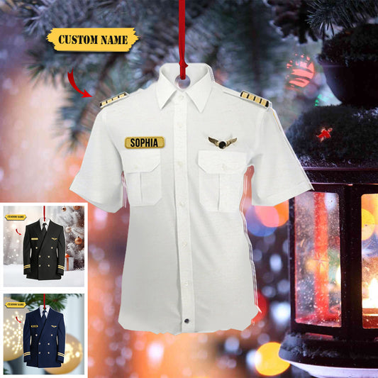 Personalized Pilot Uniform Acrylic Christmas Car Hanging Ornament, Ornament Decoration, Ornament For Gift, Ornament Christmas