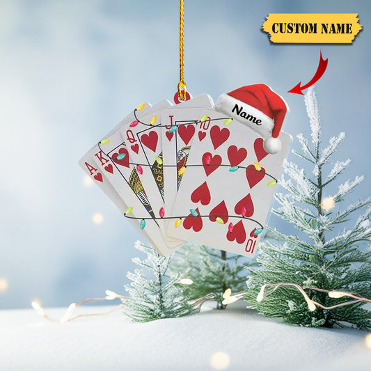 Personalized Playing Card Christmas Hanging Ornament, Casino Games Ornament, Ornament Decoration, Ornament For Gift, Ornament Christmas