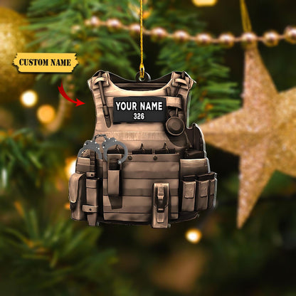 Personalized Police Armor Custom Shaped Ornament - Police Christmas Day Gift For Police, Ornament For Him, Gift For Him, Ornament Christmas