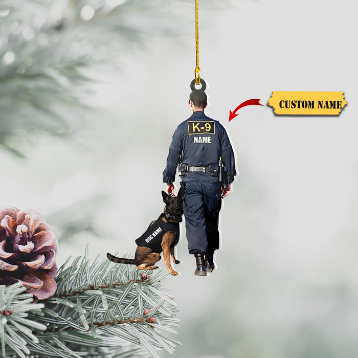 Personalized Police Dog Trainer Squad Custom Dog Name Shape Ornament, Ornament For Him, Gift For Him, Ornament Christmas