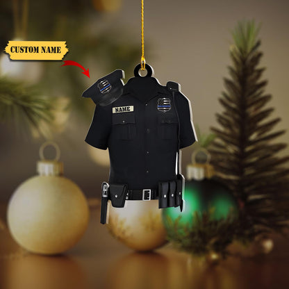 Personalized Police Hat With Gun Shaped Flat Ornament Christmas, Ornament for Police, Ornament For Him, Gift For Him, Ornament Christmas