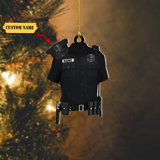Personalized Police Hat With Gun Shaped Flat Ornament Christmas, Ornament for Police, Ornament For Him, Gift For Him, Ornament Christmas