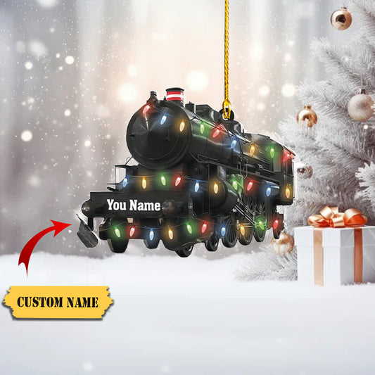 Personalized Railroader Christmas Ornament, Custom 2D Flat Ornament, Gift For Train Driver, Railroader With Name, Dad Xmas Keepsake Gift, Ornament Decoration, Ornament For Gift, Ornament Christmas