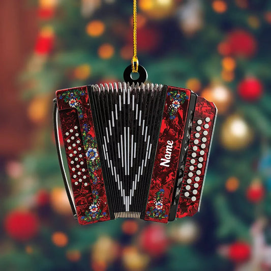 Personalized Red Accordion Ornament, Christmas Accordion Ornament, Xmas Ornament, Ornament Decoration, Ornament For Gift, Ornament Christmas