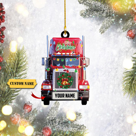 Personalized Red Tractor Head Truck Custom Shaped Ornament, Ornament Decoration, Ornament For Gift, Ornament Christmas