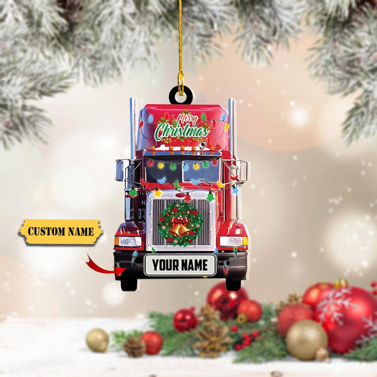 Personalized Red Tractor Head Truck Custom Shaped Ornament, Ornament Decoration, Ornament For Gift, Ornament Christmas