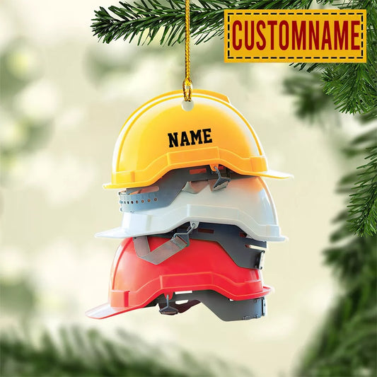 Personalized Safety Helmet Ornament, Construction Worker Christmas Ornament, Ornament Decoration, Ornament For Gift, Ornament Christmas