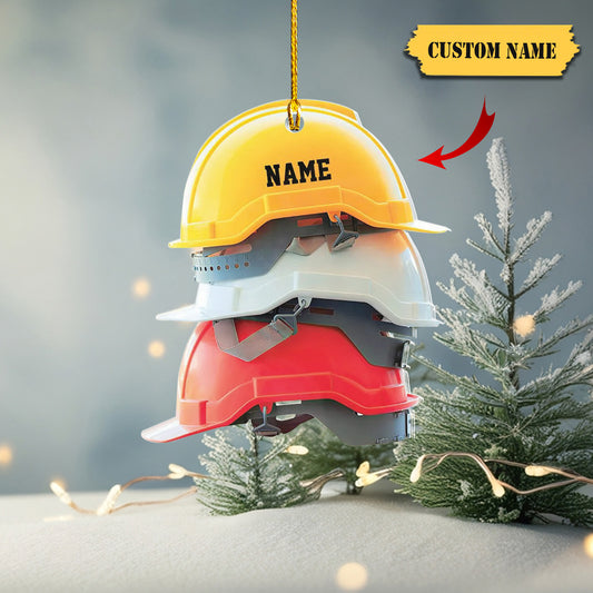 Personalized Safety Helmet Ornament, Construction Worker Christmas Ornament, Ornament Decoration, Ornament For Gift, Ornament Christmas