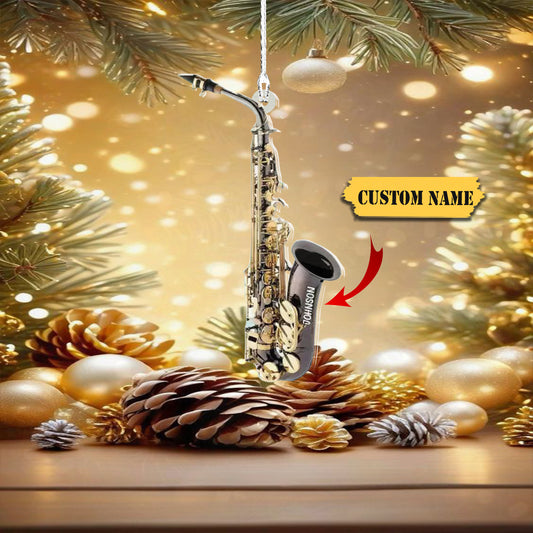 Personalized Saxophone Ornament, Saxophone Christmas Ornament, Saxophone Player, Ornament Decoration, Ornament For Gift, Ornament Christmas