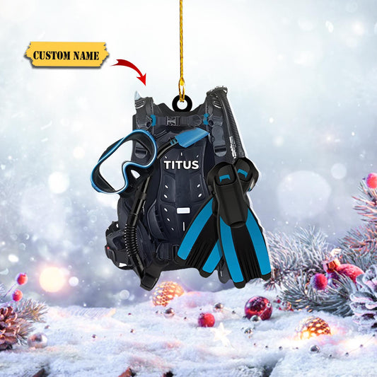 Personalized Scuba Diving Christmas Ornament, Scuba Diving Ornament, Scuba Diving Custom Name, Ornament Decoration, Ornament For Gift, Ornament Christmas