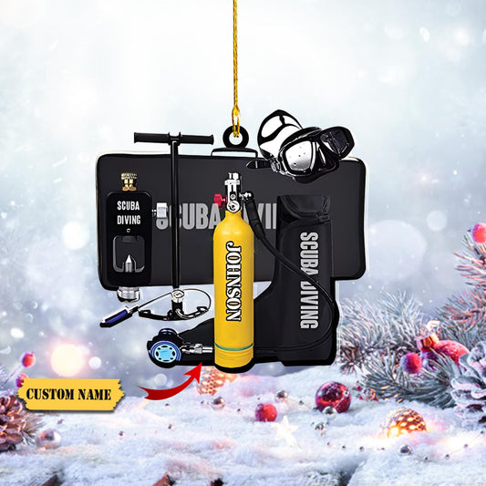 Personalized Scuba Diving Christmas Ornament, Scuba Diving Ornament, Scuba Diving Custom Name_Style 2_Pack 10 12, Ornament Decoration, Ornament For Gift, Ornament Christmas