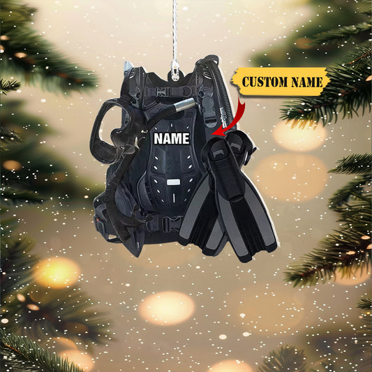 Personalized Scuba Diving Equipment Ornament, Custom Name Flat Acrylic Ornament564344, Ornament Decoration, Ornament For Gift, Ornament Christmas