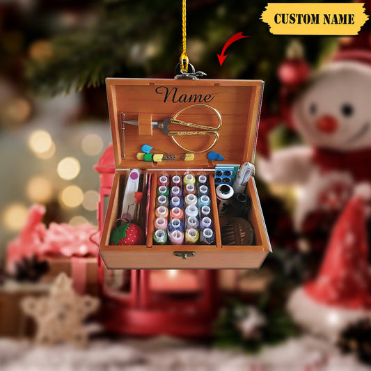 Personalized Sewing Box Ornament, Sewing Christmas Ornament, Tailor Ornament, Ornament Decoration, Ornament For Gift, Ornament Christmas