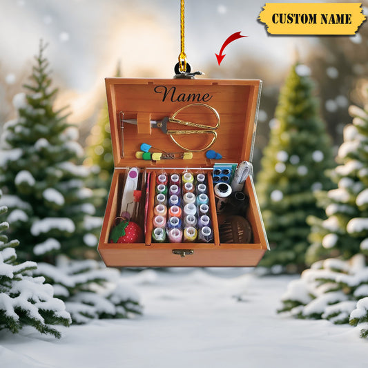 Personalized Sewing Box Ornament, Sewing Christmas Ornament, Tailor Ornament, Ornament Decoration, Ornament For Gift, Ornament Christmas
