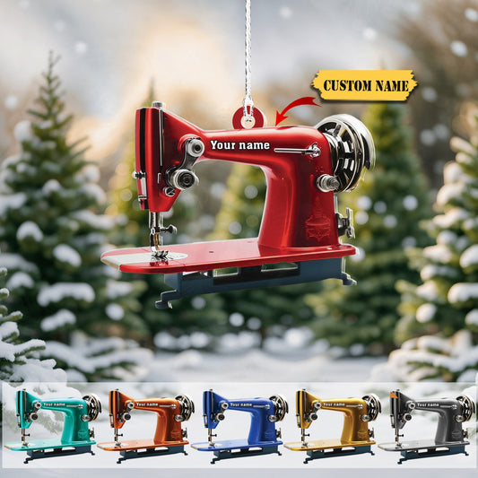 Personalized Sewing Machine Christmas Ornament, Custom Sewing Acrylic Ornament Christmas Tree Decor, Sewing Flower Machine Ornament, Gifts for Sewing Lovers7567, Ornament Decoration, Ornament For Gift, Ornament Christmas