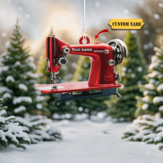 Personalized Sewing Machine Christmas Ornament, Custom Sewing Acrylic Ornament Christmas Tree Decor, Sewing Flower Machine Ornament, Gifts for Sewing Lovers7567, Ornament Decoration, Ornament For Gift, Ornament Christmas