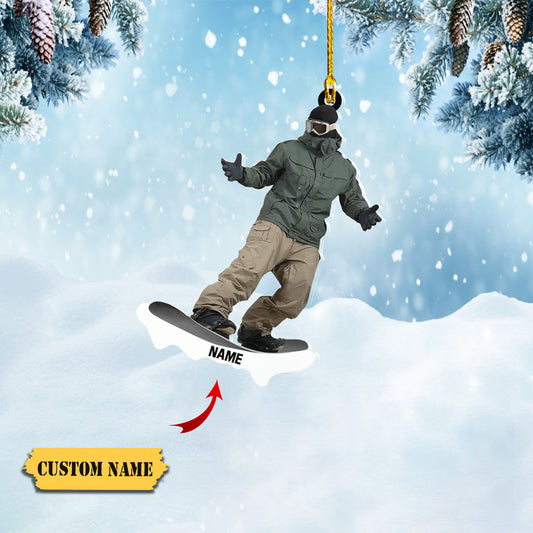 Personalized Skiing Acrylic 2D Flat Ornament, Snowboard Ornaments for Christmas Tree, Skier Gift for Xmas 2023, Snow Skiing Ornament, Ornament Decoration, Ornament For Gift, Ornament Christmas