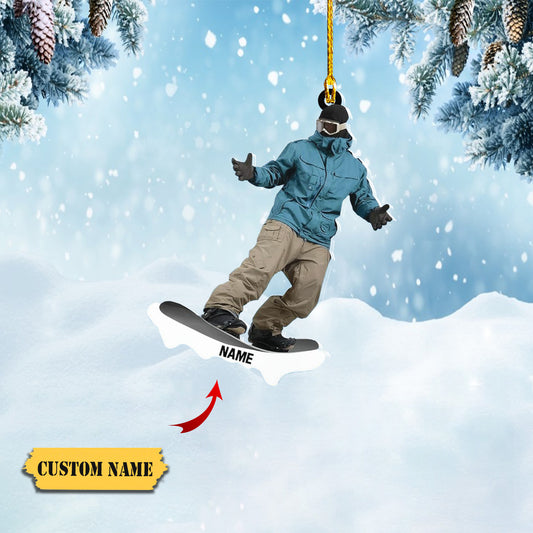 Personalized Skiing Acrylic 2D Flat Ornament, Snowboard Ornaments for Christmas Tree, Skier Gift for Xmas 2023, Snow Skiing Ornament, Ornament Decoration, Ornament For Gift, Ornament Christmas
