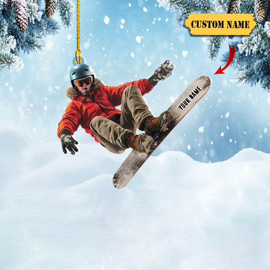 Personalized Skiing Acrylic 2D Flat Ornament, Snowboard Ornaments for Christmas Tree, Skier Gift for Xmas 2023, Snow Skiing Ornament4545, Ornament Decoration, Ornament For Gift, Ornament Christmas