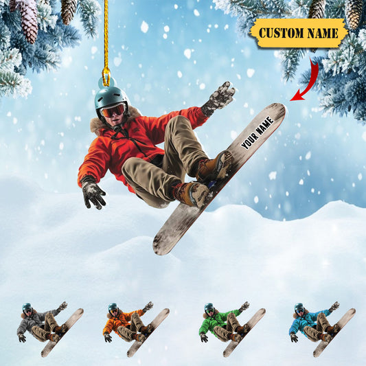 Personalized Skiing Acrylic 2D Flat Ornament, Snowboard Ornaments for Christmas Tree, Skier Gift for Xmas 2023, Snow Skiing Ornament4545, Ornament Decoration, Ornament For Gift, Ornament Christmas