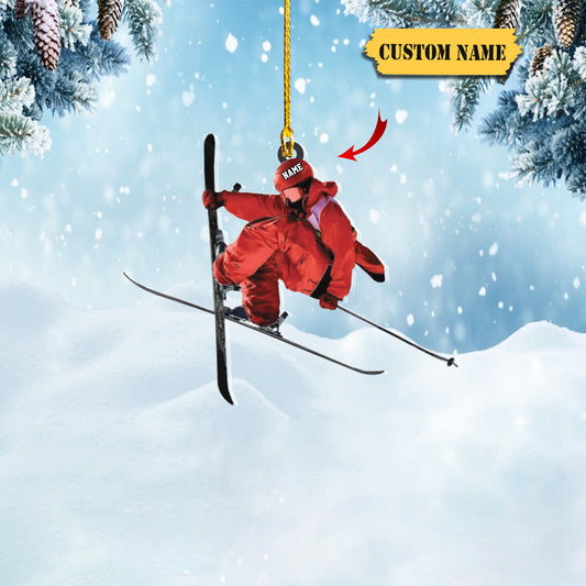 Personalized Skiing Ornament, Ski Ornament, Love Skiing Christmas Ornament, Snowboarding Skiing Ornament Lovers Gift,Skiing Tree Decor, Ornament Decoration, Ornament For Gift, Ornament Christmas