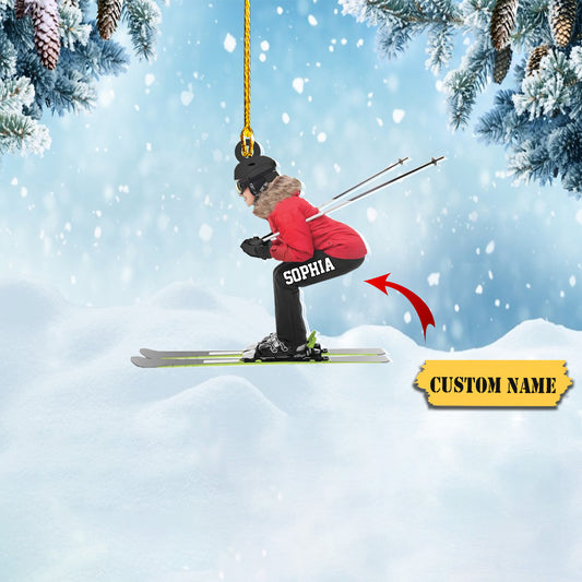 Personalized Skiing Ornament, Ski Ornament, Love Skiing Christmas Ornament, Snowboarding Skiing Ornament Lovers Gift,Skiing Tree Decor12323, Ornament Decoration, Ornament For Gift, Ornament Christmas