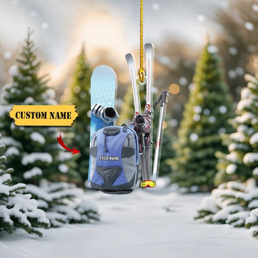 Personalized Snowboarding Skiing Christmas Ornament, Snowboarding Christmas Orna, Ornament Decoration, Ornament For Gift, Ornament Christmas