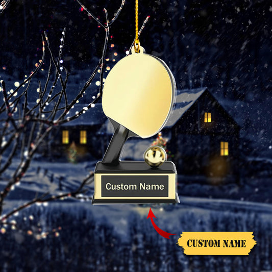 Personalized Table Tennis Trophy Ornament, Golden Trophy Table Tennis Ornament, Ornament Decoration, Ornament For Gift, Ornament Christmas