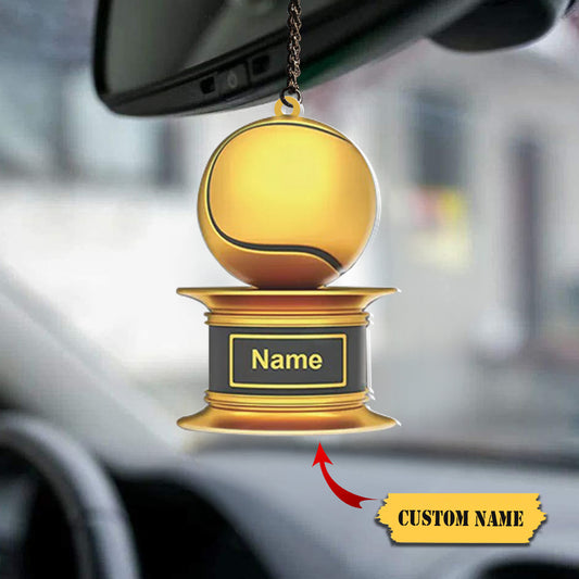 Personalized Tennis Ball Trophy Ornament, Custom Xmas Trophy Car Ornament, Ornament Decoration, Ornament For Gift, Ornament Christmas