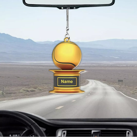 Personalized Tennis Ball Trophy Ornament, Custom Xmas Trophy Car Ornament, Ornament Decoration, Ornament For Gift, Ornament Christmas