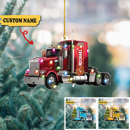 Personalized Truck Christmas Ornaments, 2D Flat Ornament, Ornament Decoration, Ornament For Gift, Ornament Christmas