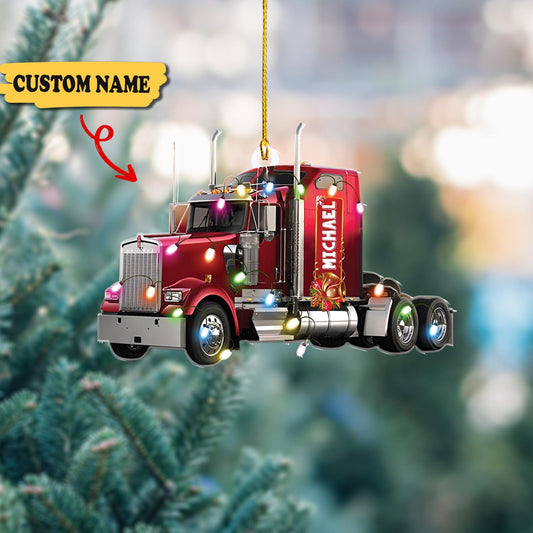 Personalized Truck Christmas Ornaments, 2D Flat Ornament, Ornament Decoration, Ornament For Gift, Ornament Christmas