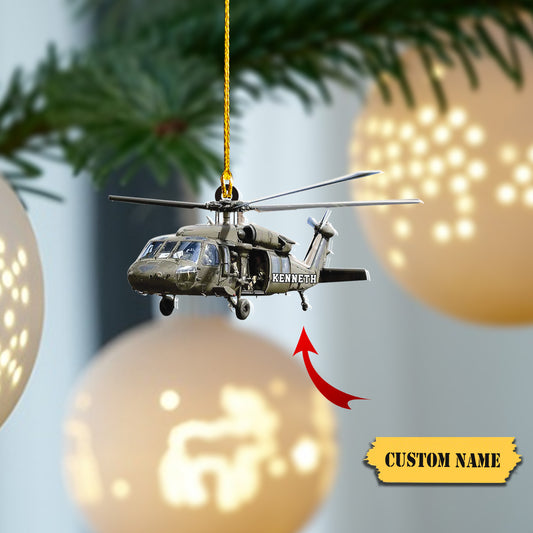 Personalized Veteran Helicopter Christmas Ornament, Custom 2D Flat Ornament, Airplane Lover Decor Gifts, Gift For Pilot Dad, Gift For Him, Ornament Decoration, Ornament For Gift, Ornament Christmas