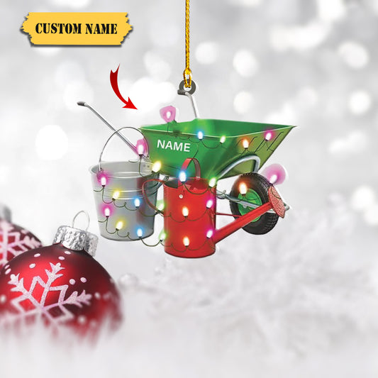 Personalized Wheelbarrow Ornament, Gardening Christmas Ornament, Gardener4, Ornament Decoration, Ornament For Gift, Ornament Christmas