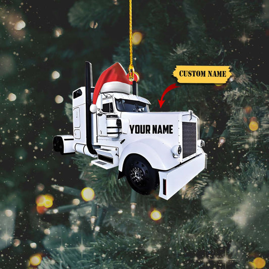 Personalized White Trucks Custom Name Shaped Ornament, Ornament Decoration, Ornament For Gift, Ornament Christmas